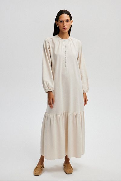 Touché Privé KLEID MIT LEINENSTRUKTUR UND FLACHEM ROCK