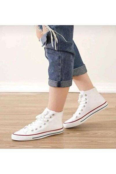 homiro Pantofi albi unisex lungi din in - cu șireturi