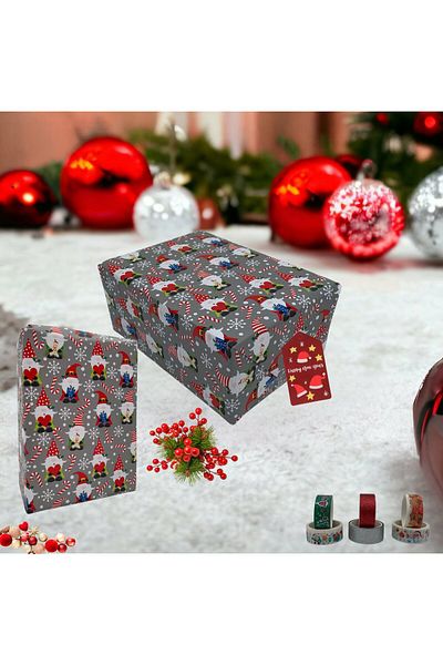 roco paper Italian Painted 10 Pieces Gift Packaging - Santa Claus Patterned, 70X100 cm