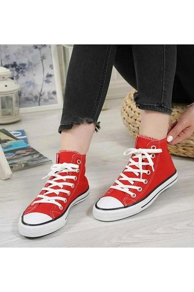 homiro Unisex Red Long Linen Shoes - Lace-up