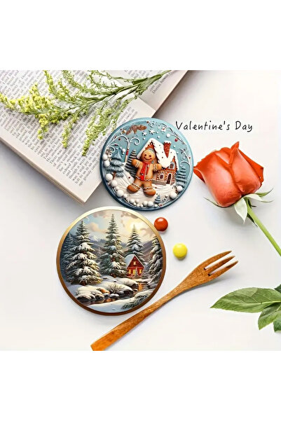 Dekor Vagonu طقم قواعد خشبية تحت عنوان عيد الميلاد مكون من 6 قطع