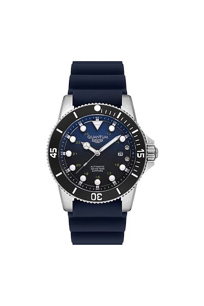 Quantum QUANTUM BAR1115.399 Men Automatic Display Watch & Silicone Strap Dark Blue