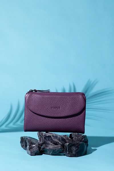 Grande 2813 Model Medium Size Genuine Leather Women's Wallet - Flother Plum