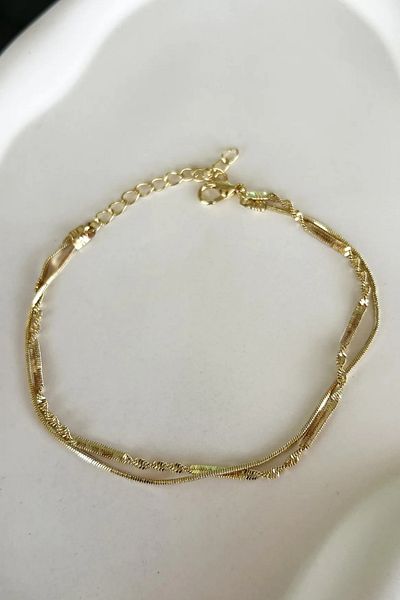 Saint Charmes Gold Color Double Chain Anklet