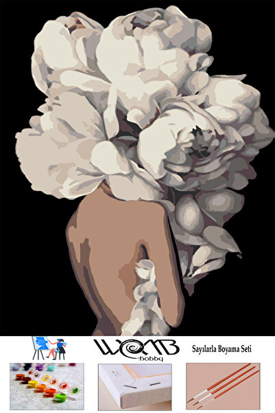 wombhobby Kadın Ve Çiçeklenmek Sayılarla Boyama Seti 40x50 Cm Çerçeveli (Kasn...