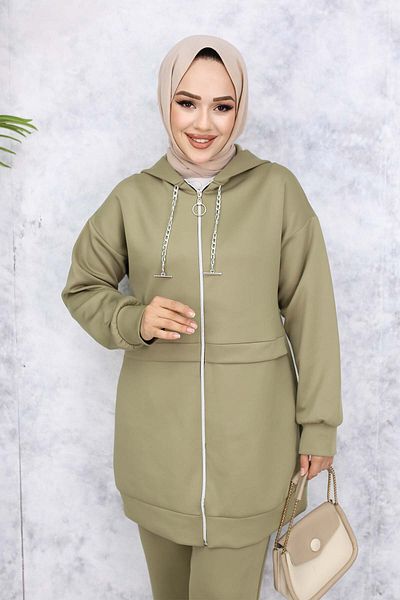 benguen Scuba Fabric Çağla Set - Chain Detailed 4566
