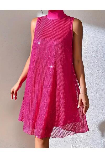 Styling Park Boyundan Bağlama Detaylı Mini Payet Elbise