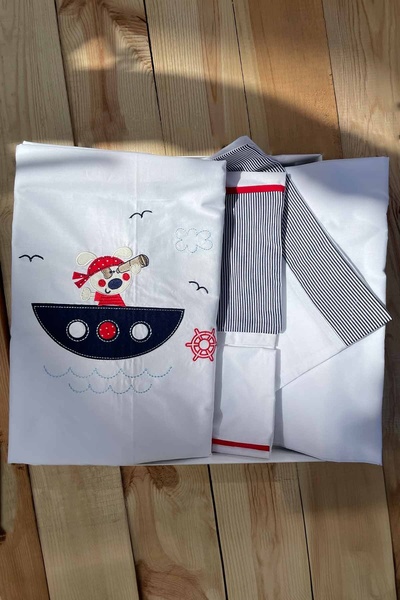 İpekçe Home Pure Baby 100% Cotton Boxed 3 Piece Embroidered Baby Duvet Cover Set