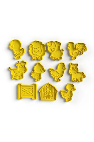 CMHOME قطاعة بسكويت حيوانات المزرعة، مجموعة قطع لب اللعب مكونة من 11 قطعة