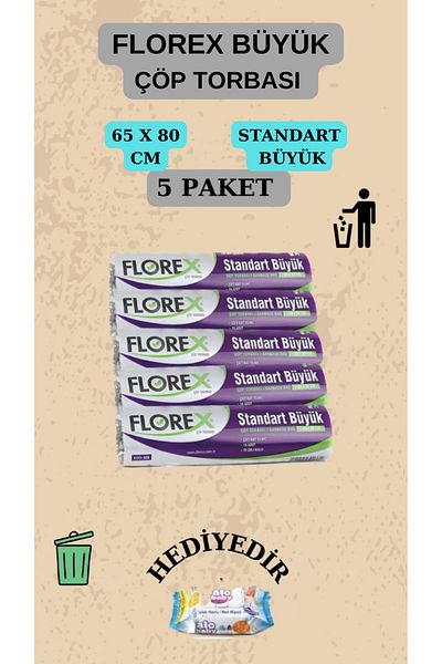 Florex   Standard Large Size (65X80Cm) Garbage Bag X 5 Rolls 50 Pieces