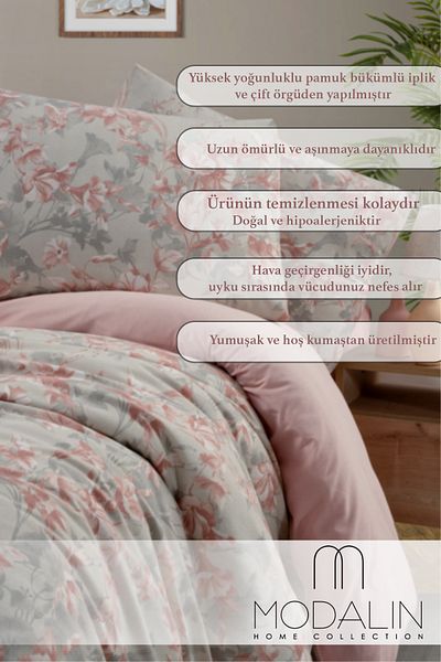 MODALİN Σετ διπλής παπλωματοθήκης Lily Cream - 200x220