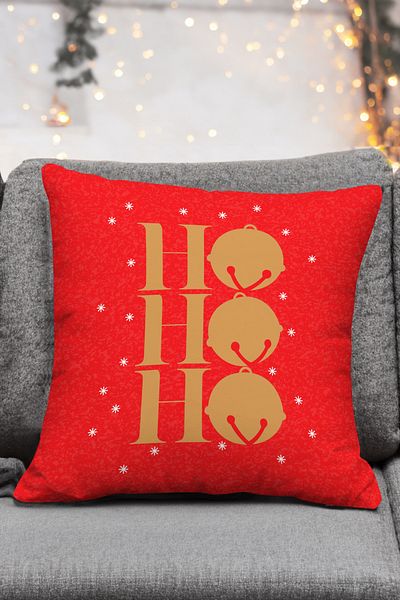 Artvibe New Year's Ho Ho Ho Ho New Year's Merry Christmas 4-Piece Throw Pillow Cover Set