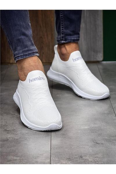 homiro Laceless Knitwear Sports Shoes-White