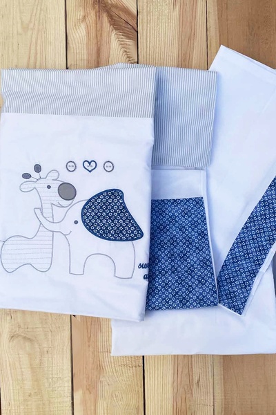 İpekçe Home Pure Baby 100% Cotton Boxed 3 Piece Embroidered Baby Duvet Cover Set