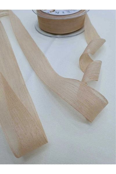 Nikah Şekeri Market 20 Meters Linen Ribbon Nopeli Decoration - 2.5 Cm, Gift Promise Engagement Wedding Favors