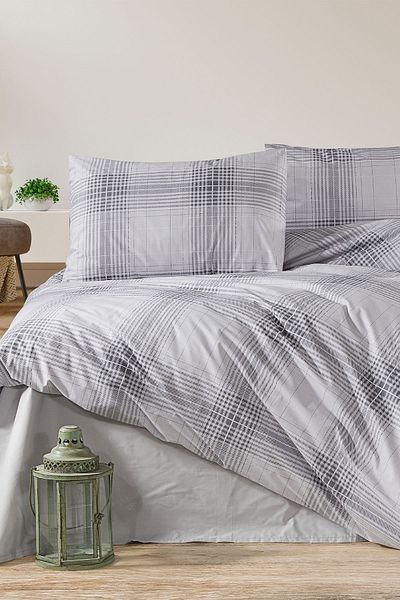 Nazik Home Σετ Παπλωματοθήκη 4 τεμαχίων Sonic καρό 100% βαμβακερό διπλό