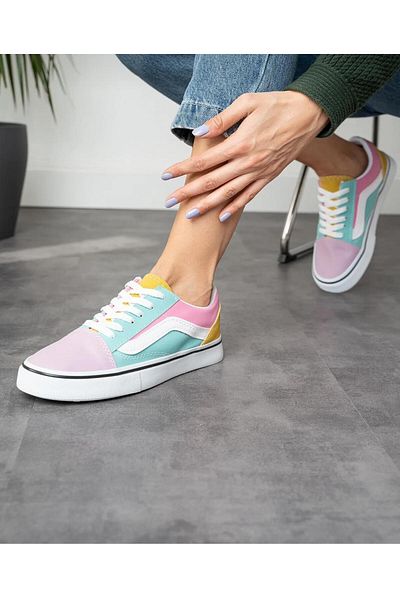 homiro Unisex Sneakers - Lace Up, Dusty Rose Turquoise