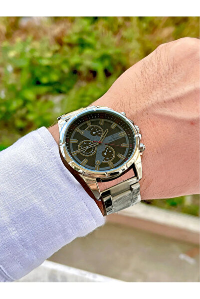 İSTLİV ساعة يد تناظرية بسلك فضي اللون للرجال