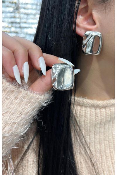 YASİN TOPÇU Steel Silver Earrings