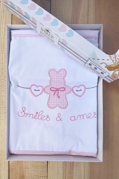 İpekçe Home Pure Baby 100% Cotton Boxed 3 Piece Embroidered Baby Duvet Cover Set