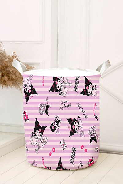 dekomingo سلة ألعاب مخططة باللون الوردي للأطفال والرضع