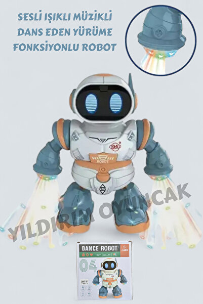 YILDIRIM OYUNCAK Sesli Işıklı Müzikli Dans Eden Robot 20 cm Yürüme Fonksiyonl...