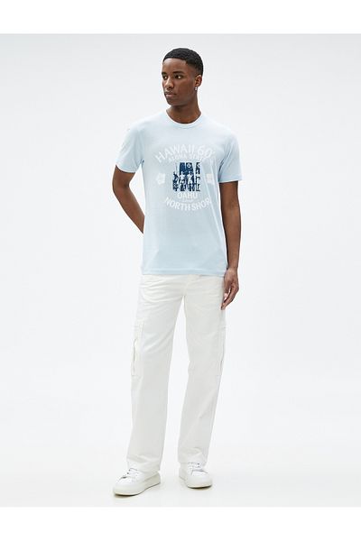 Koton Tricou imprimat cu slogan, decolteu, slim, bumbac