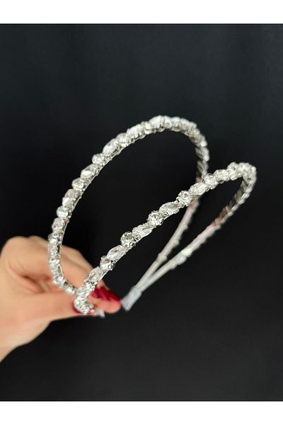 modernist Women's Double Row Stone Special Occasion Bridal Crown