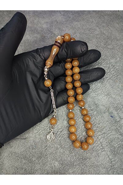 Mos Tespih مسبحة صلاة كهرمانية مسحوقية عالية الجودة مع Moire Globe