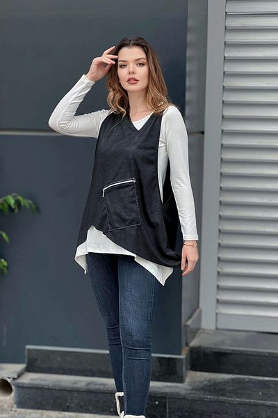 aytemas Double Suit with Faux Leather Vest