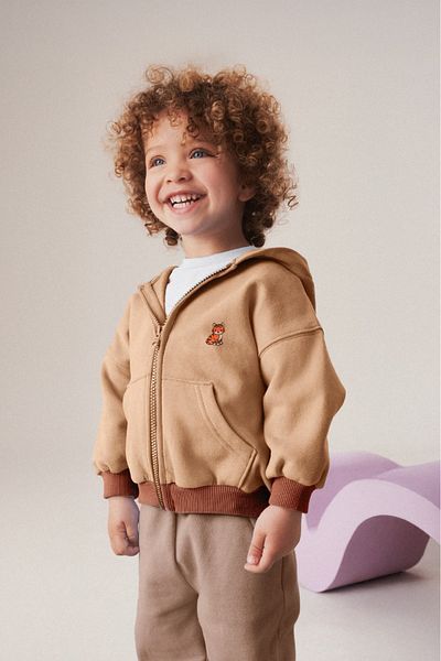 LUESS Cardigan cu glugă cu fermoar brodat pentru pisici unisex pentru copii (2-3 ani - 7-8 ani)