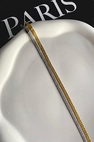 DEMOKAN Kadın Çelik Kolye İtalyan Zincir Yunan Desen Kolye