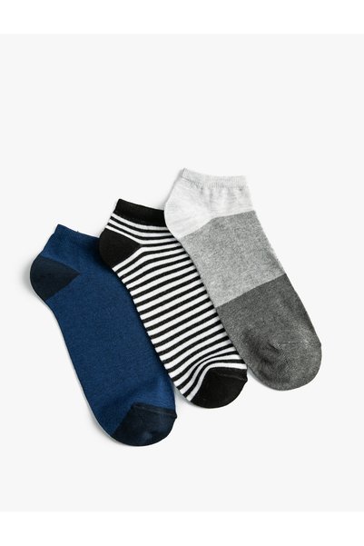 Koton Set de șosete papuci cu dungi din 3 piese din bumbac colorat