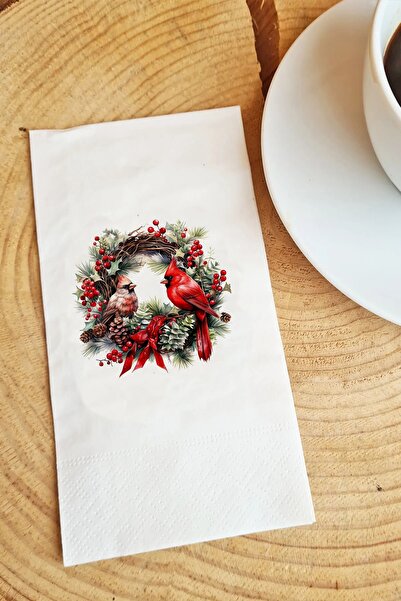 Hediyenza Kokina Desen Çerçeveli Kuşlar Baskılı Sunum Peçetesi 20'li