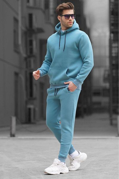 Madmext Σετ φόρμας Basic Blue Hooded 5905