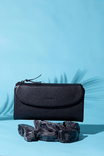 Grande 2602 Model - Genuine Leather Black Large Size Women's Wallet Flother