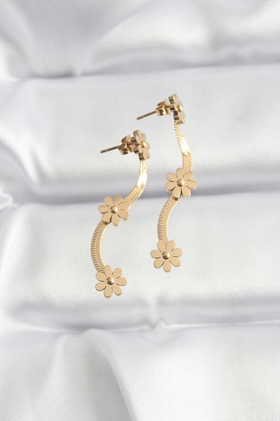 Skygo 316L Steel Gold Color Italian Chain Daisy Earrings - Tj-Bkp8801