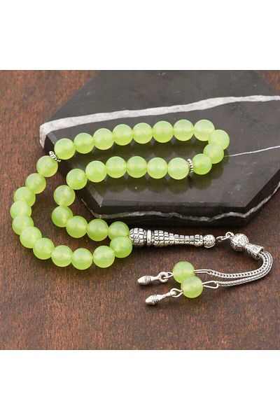 Skygo Green Tasseled Natural Stone Metal Rosary