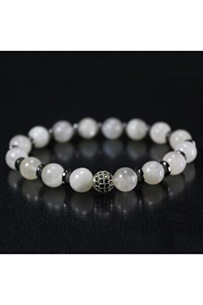 LADIN DOGALTAŞ Moonstone - Hematite Design Natural Stone Bracelet