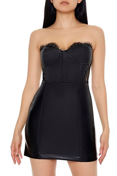 Forever 21 Suni Deri Mini Elbise