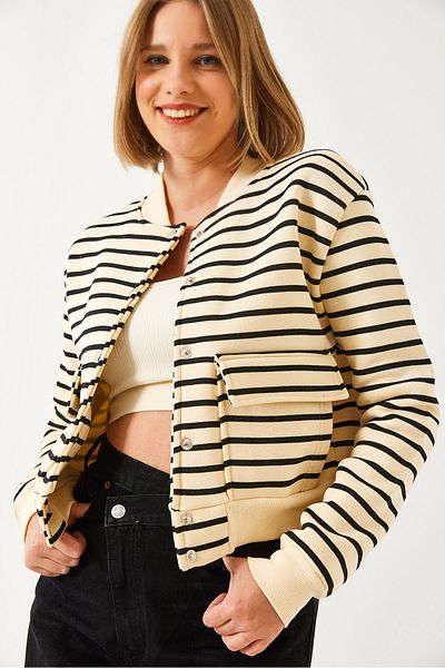 Bianco Lucci Dámská třívláknová růžově zlatá dvojitá kapesní bomber bunda