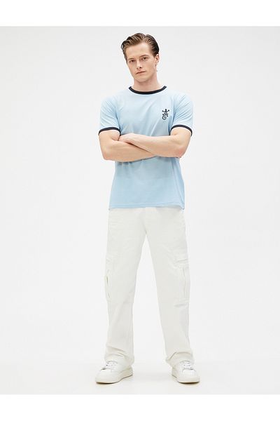 Koton Lizard Embroidered T-Shirt Crew Neck Short Slim Fit