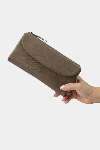 Grande 2602 Model - Genuine Leather Women's Wallet, Large Size, Flother Mink