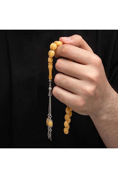 Skygo Silver Tassel Clamping Amber Prayer Beads