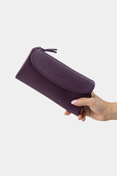 Grande 2602 Model Large Size Plum Color Women's Wallet - Genuine Leather Flother
