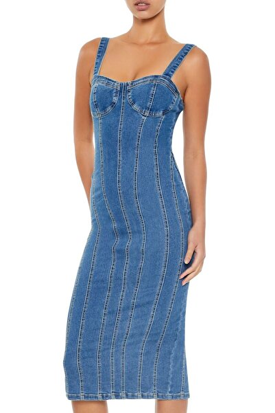 Forever 21 Denim Midi Elbise