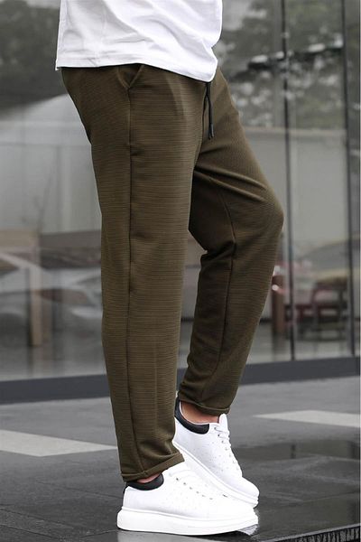 Madmext Khakifarbene Basic-Hose aus Waffelstoff für Herren 6509