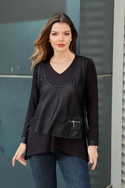 aytemas Two-Piece Set with Net Vest and Zipper Detail