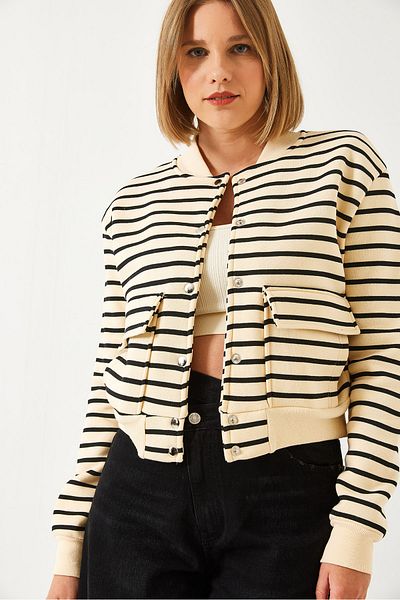 Bianco Lucci Dámská třívláknová růžově zlatá dvojitá kapesní bomber bunda