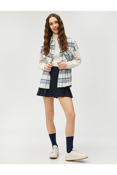 Koton Jachetă cămașă lumberjack cu nasturi cu buzunar dublu